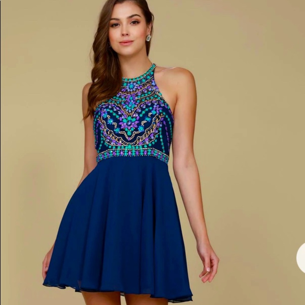 ILLUSION EMBELLISHED RACERBACK SHORT DRESS BY NARIANNA NW
